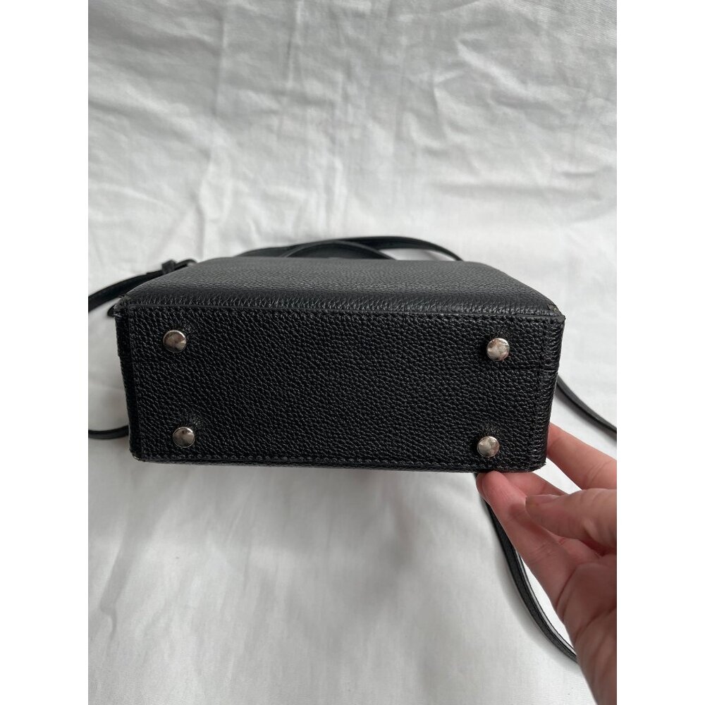Brandon Blackwood Top Handle Small Trunk Bag Purse Black Pebbled Leather - Picture 3 of 12